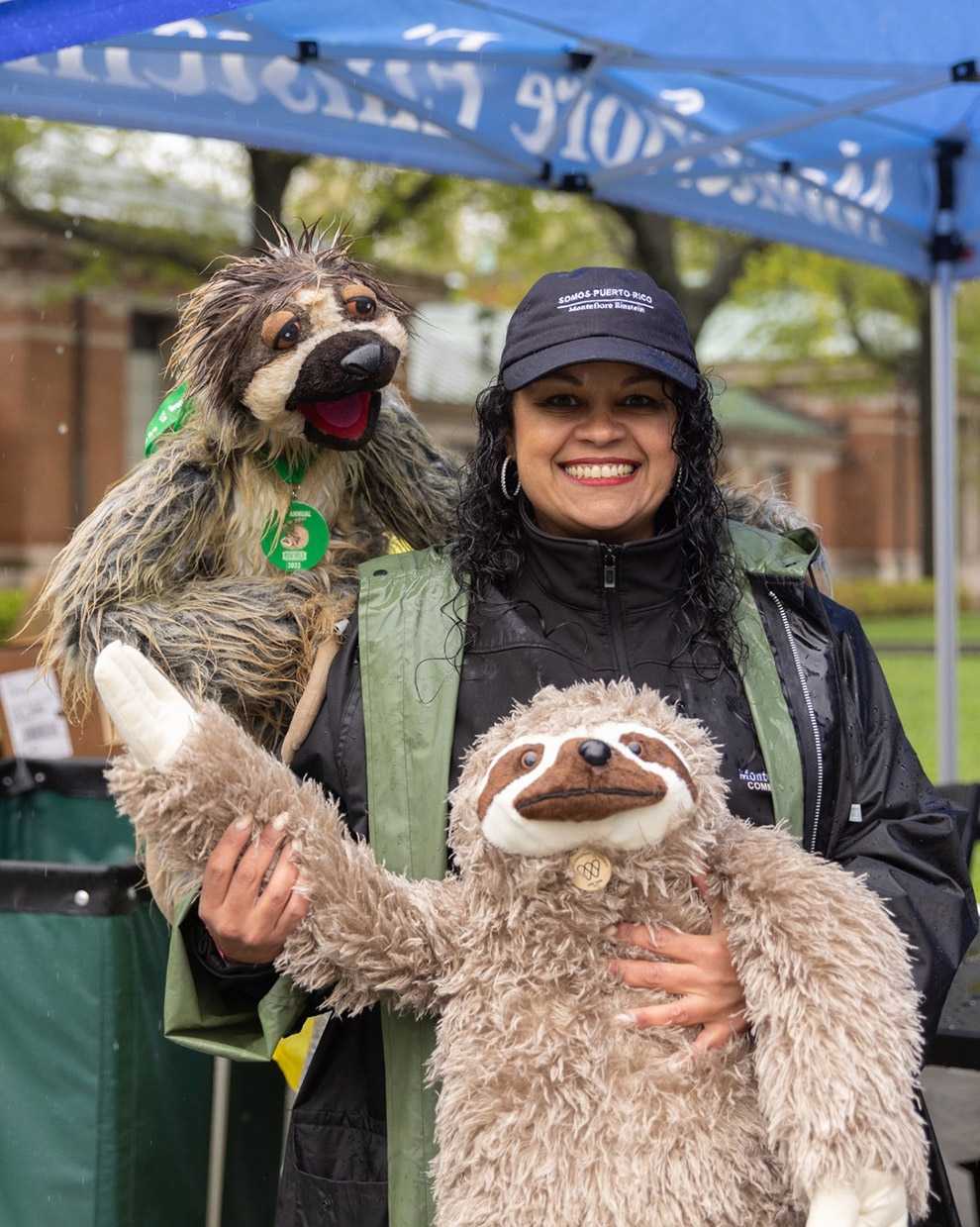 Melissa Cebollero and her sloth puppets.