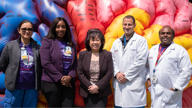 From left, Ailleen Lingas, RN, Natasha Beyde, MS, Judy Yee, MD, FACR, Richard L. Zampolin, MD, Neil Haranhalli, MD