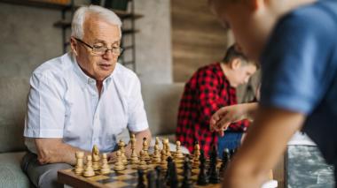 Man and a Boy playing Chess