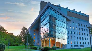 Montefiore Hospital building at sunset