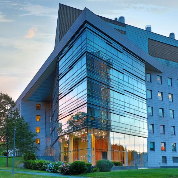 Montefiore Hospital building at sunset